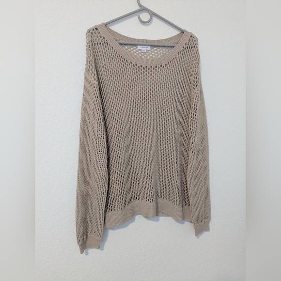 Summersalt Tan Natural Cotton Knit Long Sleeve The Fishnet Crewneck Cover-Up XL - Picture 5 of 10